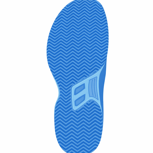 Padel shoe sole with herringbone pattern designed for grip and controlled sliding on artificial turf